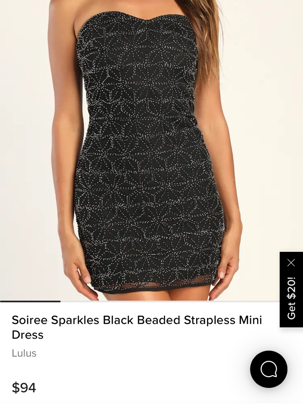 Lulu's Soiree Sparkles Black Beaded Strapless Mini Dress